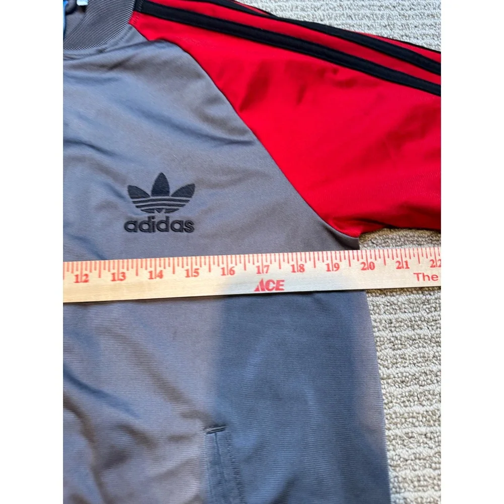 Adidas Originals Track Jacket Gray Red Black Trefoil Logo Full Zip Men's M‎